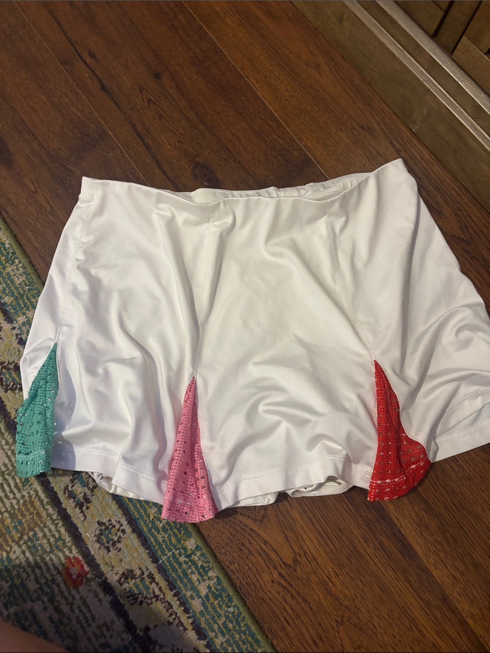 Tuckernuck White Skort with Teal, Pink & Red Inserts